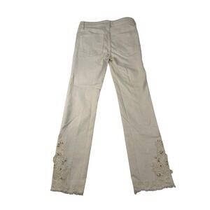 Free People White Eyelet Embroidered Cut Out Raw Hem Denim Jeans w 24 1583